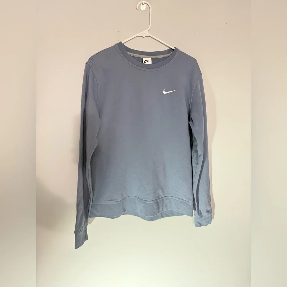 Nike Crewneck Basic Sweatshirt Slate Blue Cotton Sweatshirt Size L - Picture 5 of 10